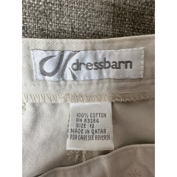 Dressbarn Size 12 Beige Cotton Cropped Pants w/ Embroidered Daisy Pattern Beach - Picture 5 of 8